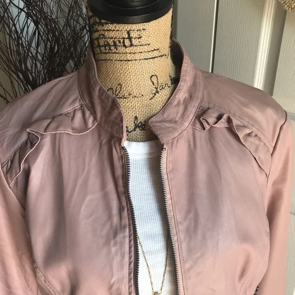 Blush Pink Vegan Leather Jacket - Picture 5 of 7